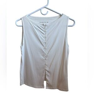 Abercrombie & Fitch White Ribbed Sleeveless Tank Top